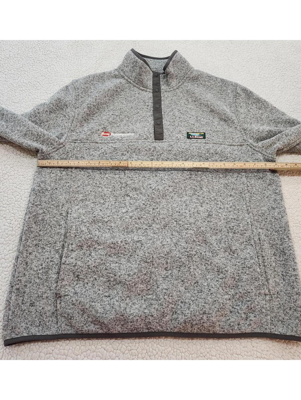LL Bean Snap Fleece Gray Pullover Sweater Jacket Mens Size Large Slightly Fitted - Picture 4 of 9